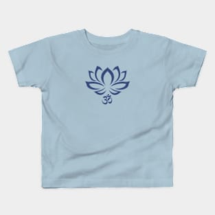 Lotus Flower Om Symbol Blue Kids T-Shirt